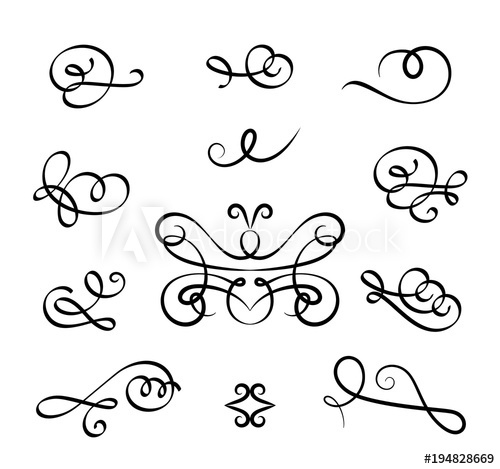 500x469 Vintage Set Of Calligraphic Flourishes And Curlicues