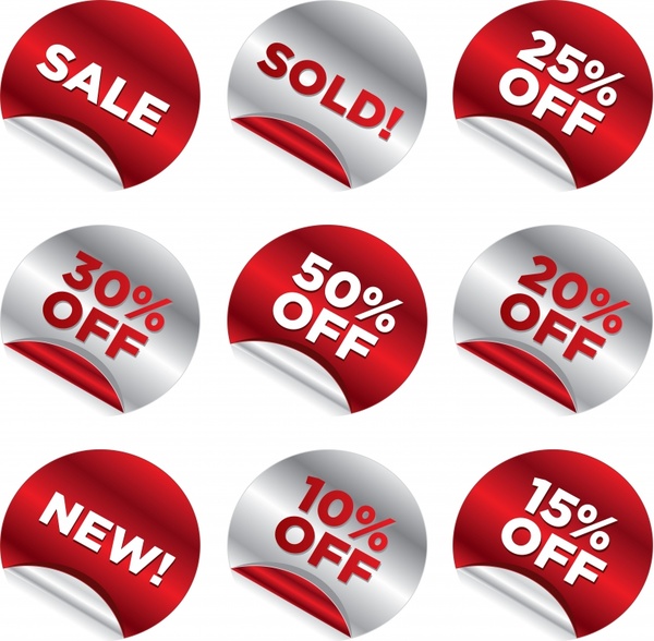 600x588 Curling Discount Stickers Vector Free Vector In Encapsulated