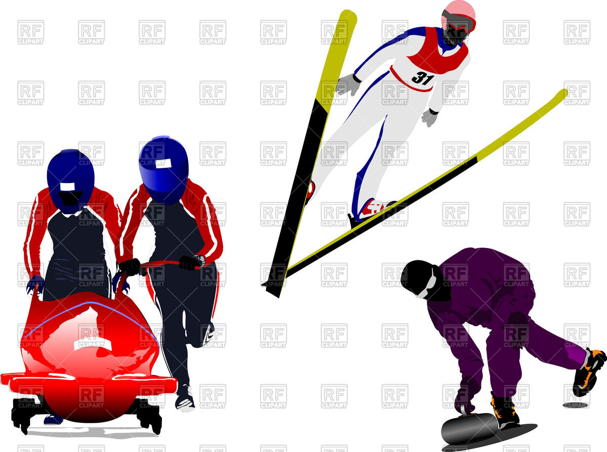 1200x894 Winter Sports Silhouettes Bobsleighing, Ski Jumping, Curling