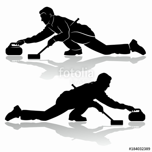 500x500 Silhouette Of Figure Curling Player , Vector Draw Stock Image And