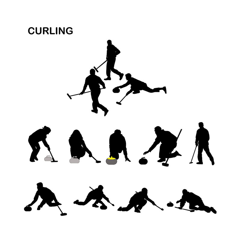 800x800 Curling Players Silhouettes