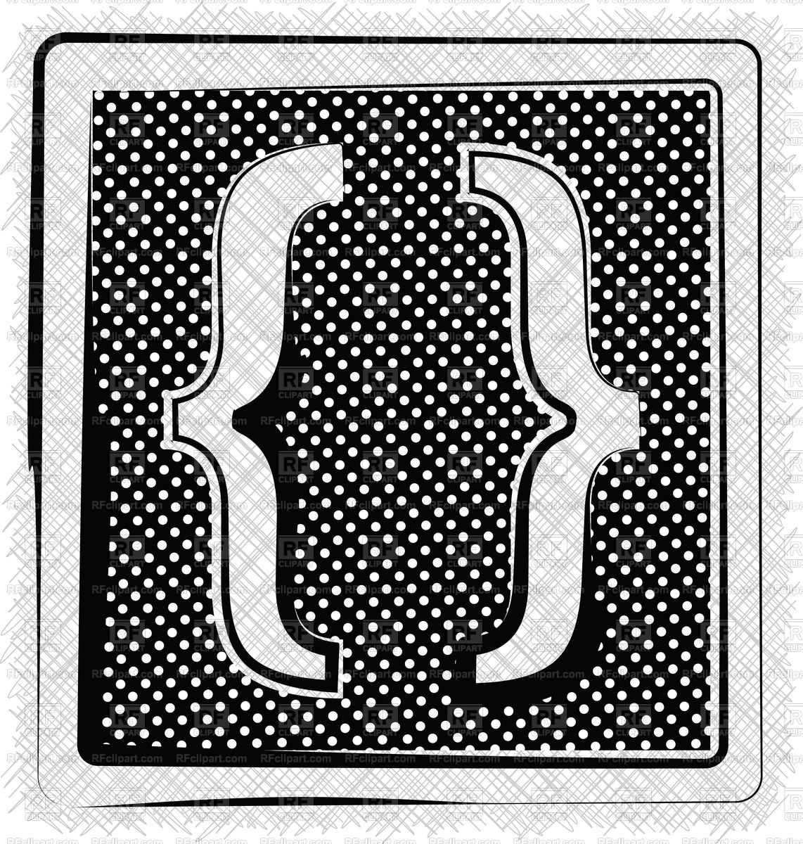 1142x1200 Curly Bracket On Polka Dots Vector Image Vector Artwork Of Signs