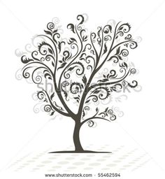 236x256 Curly Cue Tree Branches Silhouette Digital Art