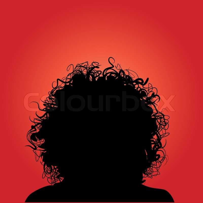 800x800 Vector Silhouette Of Woman Curly Hair. Stock Vector Colourbox