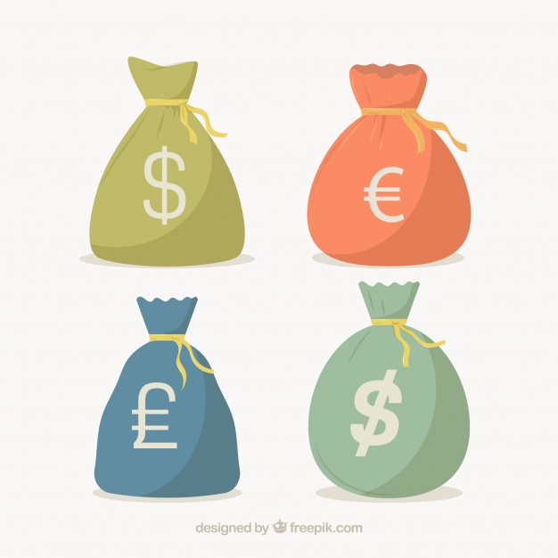 626x626 Pack Of Money Bags With Currency Symbols Vector Free Download