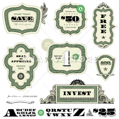 400x400 Vector Clipart Illustration Of Currency Frames