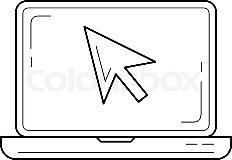 800x552 Laptop Cursor Vector Line Icon Isolated On White Background