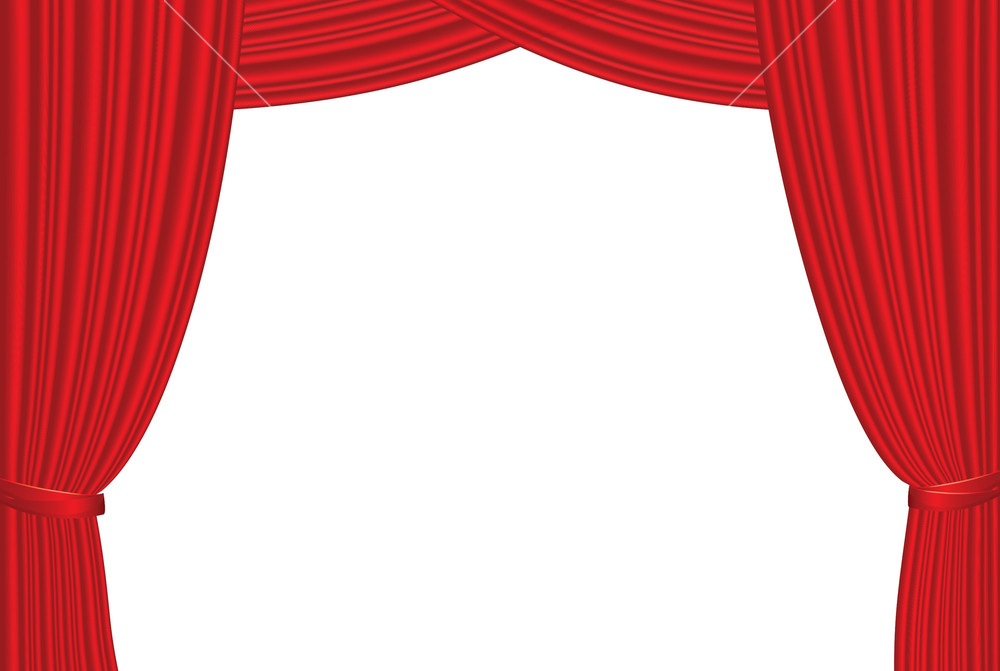 1000x671 Red Stage Curtain Isolated On White. Vector. Royalty Free Stock