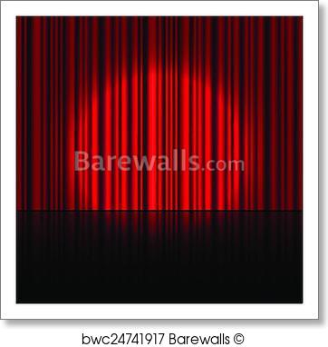 362x382 Art Print Of Spotlight On Stage Curtain. Vector. Barewalls