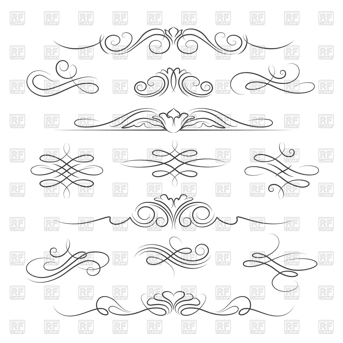 1200x1200 Set Of Vintage Decoration Elements With Swirl And Curve Vector