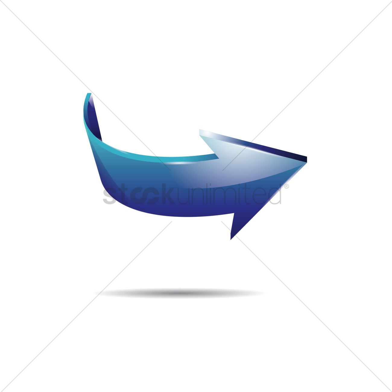 1300x1300 3d Right Curved Arrow Vector Image
