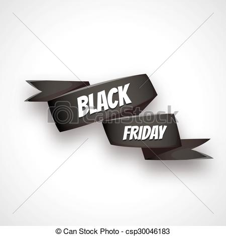 450x470 Vector Illustration Of Curved Paper Banner. Ribbon. Black Friday Sale.