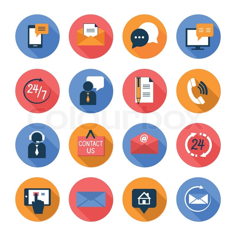 800x800 Customer Care Contacts Flat Icons Set Of Online And Offline