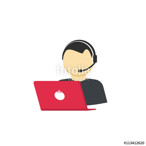 500x500 Customer Support Vector Icon Isolated On White, Flat Cartoon