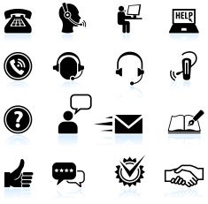 235x231 Contact Us And Customer Service Black Amp White Icon Set Vector Art
