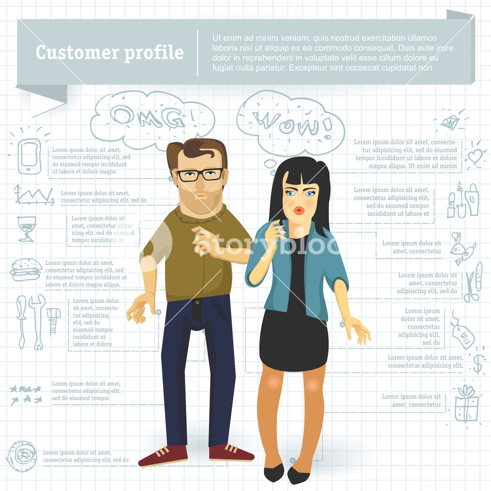 1000x1000 Customer Profile Infographic Vector Template. Royalty Free Stock
