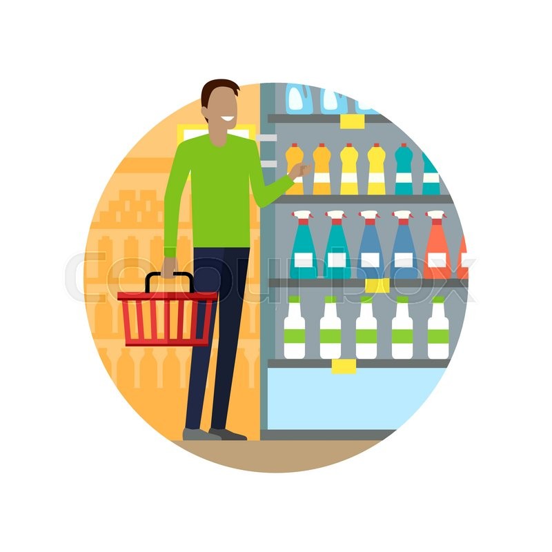 800x800 People In Supermarket Interior Design. People Shopping