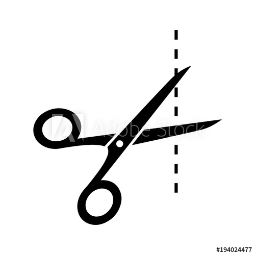 500x500 Cut Here Scissors Silhouette Icon. Isolated On White
