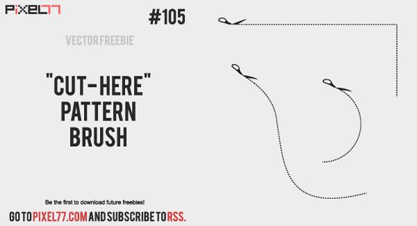 600x325 Free Vector Cut Here Pattern Brush (Just Create Path And Apply