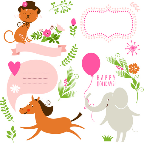 483x477 Cute Animals With Labels Design Vector Free Vector In Encapsulated