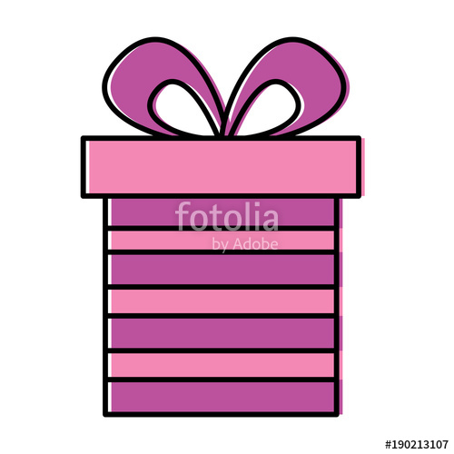 500x500 Cute Gift Box Wrapped Ribbon Bow Vector Illustration Stock Image