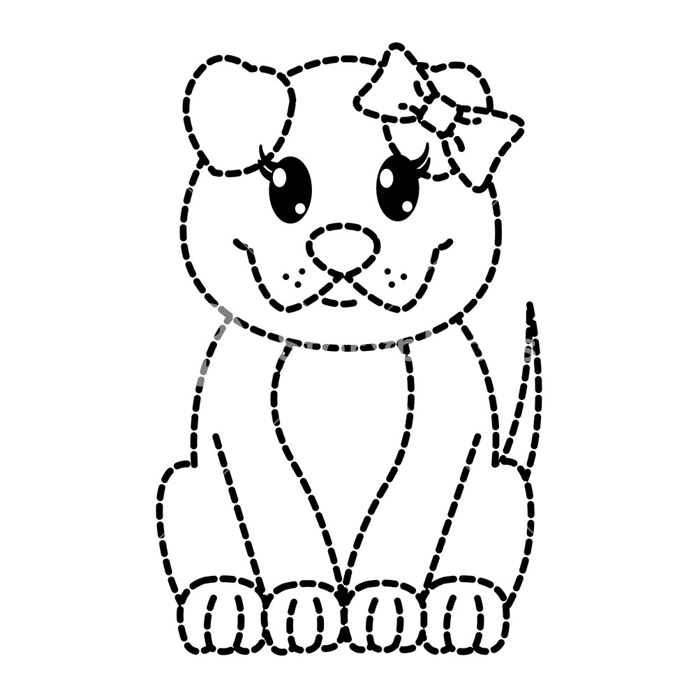 1000x1000 Dotted Shape Female Dog Cute Animal With Ribbon Bow Vector