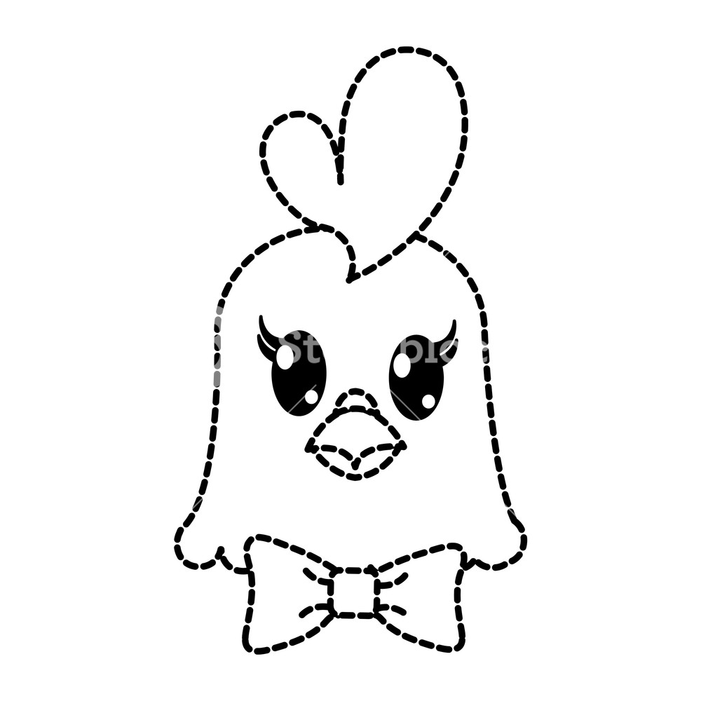 1000x1000 Dotted Shape Hen Head Cute Animal With Ribbon Bow Vector