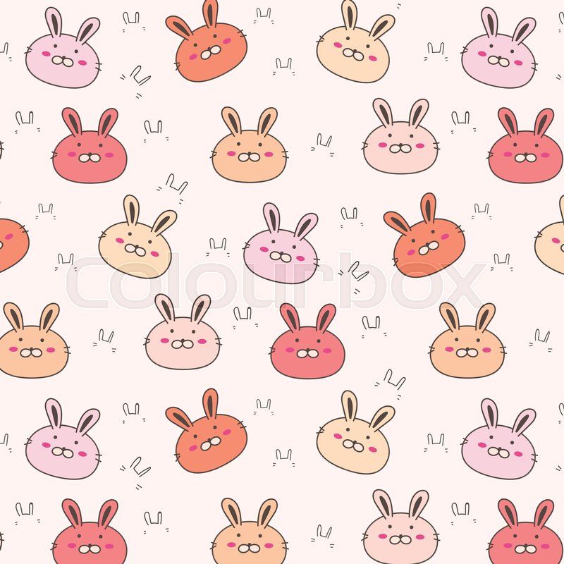 800x800 Cute Bunny Vector Pattern Background. Funny Doodle. Handmade