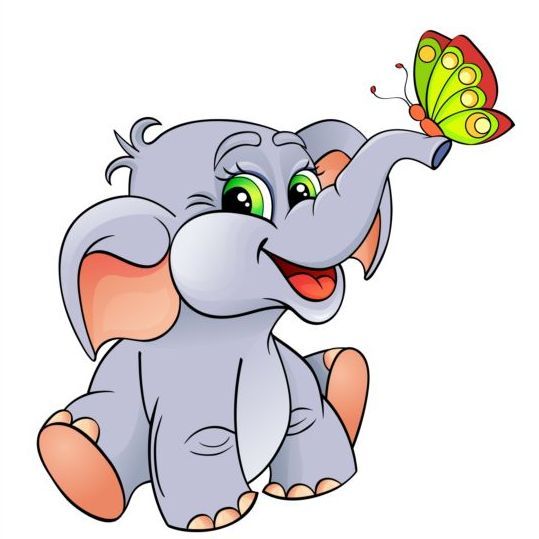 539x539 Cute Elephant With Butterfly Vector Visuals Clip Art Hs