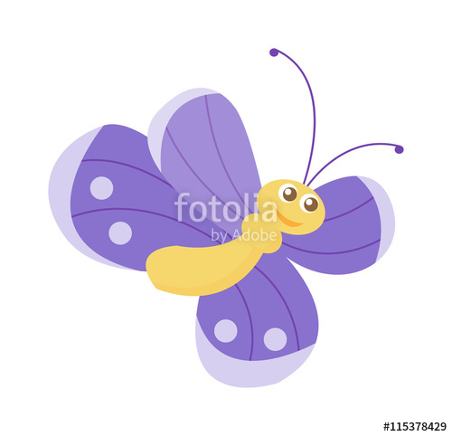 500x482 Cute Flat Butterfly Vector. Flat Butterfly Isolated On White