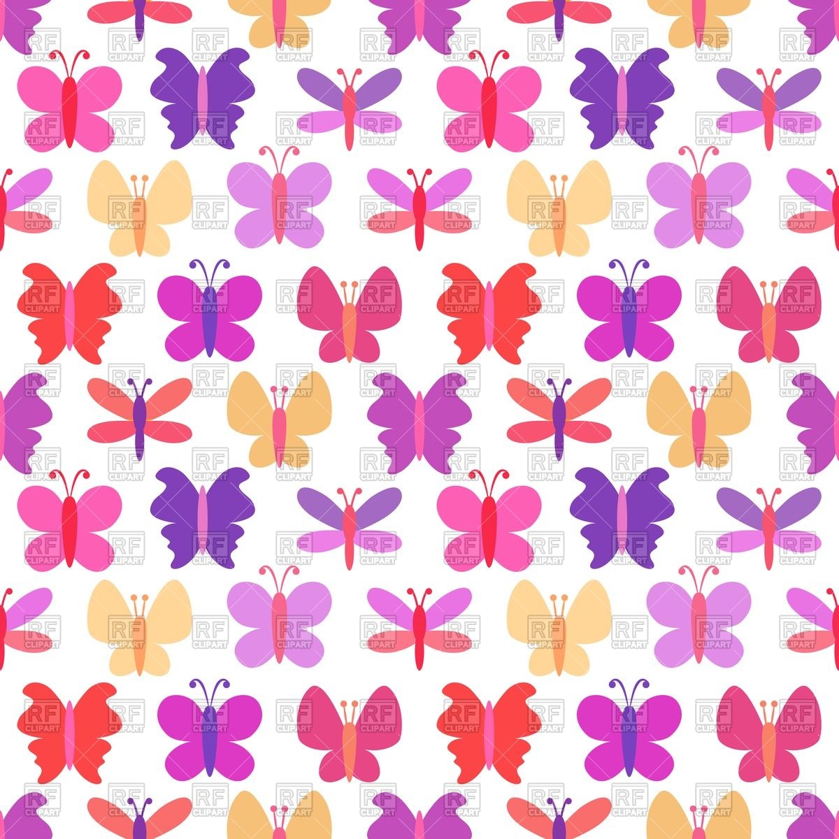 1200x1200 Cute Seamless Pattern With Colorful Butterflies Vector Image