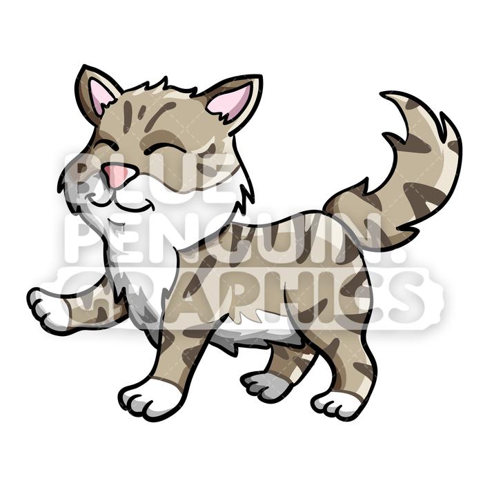 700x700 Cute Cat Vector Cartoon Clipart Illustration Blue Penguin Graphics