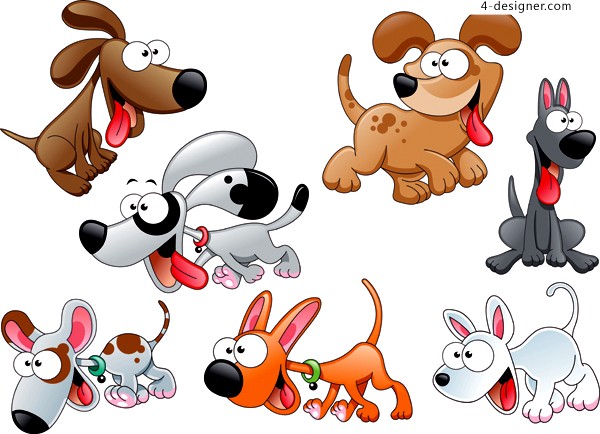 600x434 4 Designer Cute Cartoon Dog Vector Material