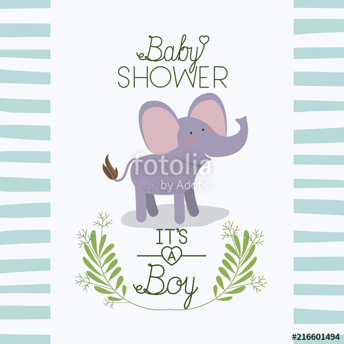 500x500 Baby Shower Card With Cute Elephant Vector Illustration Design