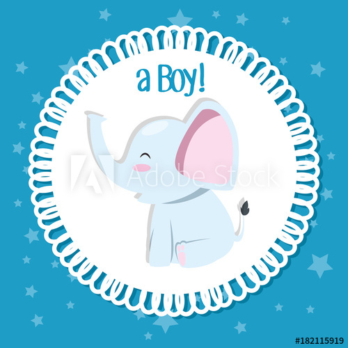 500x500 Baby Shower Greeting Card With A Cute Elephant Vector Illustration