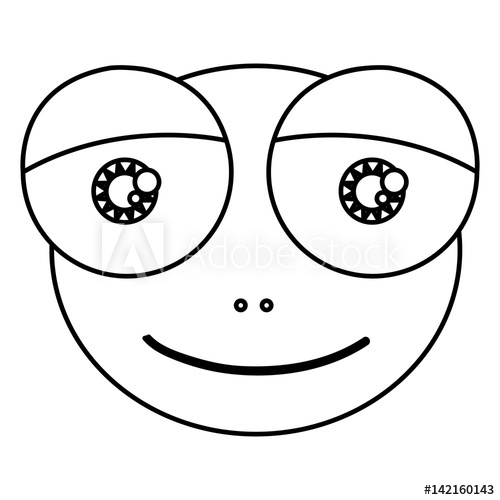 500x500 Silhouette Cartoon Cute Face Toad Amphibian With Expressive Eyes