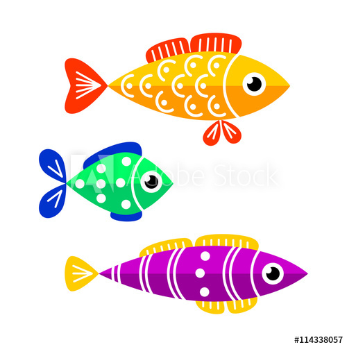 500x500 Cute Fish Vector Illustration. Fish Flat Style Vector Illustration