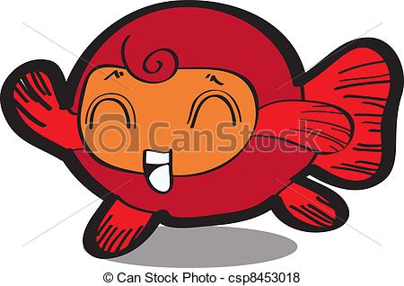 450x318 Cartoon Fish Vector. Cute Fish Cartoon, Line Art, Coloring.
