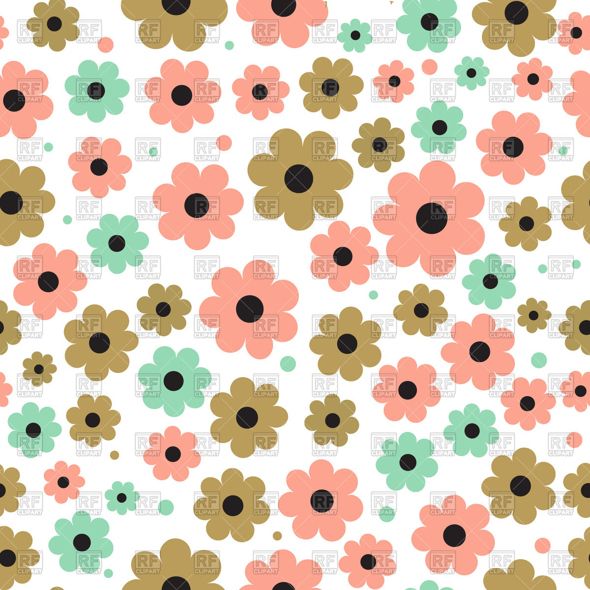 1200x1200 Seamless Background With Cute Flowers Vector Image Vector