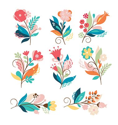 380x400 Set Of Cute Cartoon Flowers Vector By Lenlis On Vectorstock