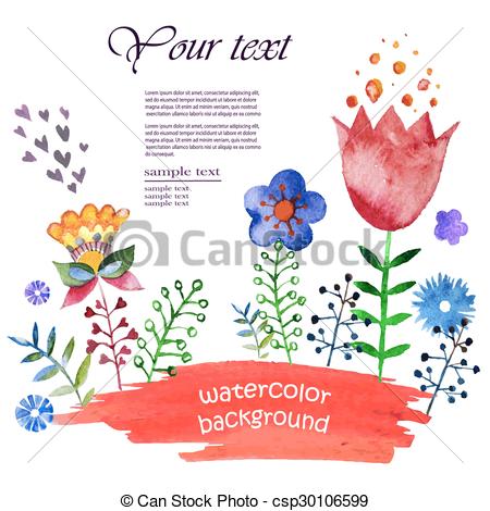 450x470 Watercolor Cute Flowers. Hand Painted Watercolor Flower. Vector