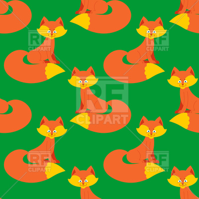 400x400 Cute Fox Seamless Pattern On Green Background Vector Image