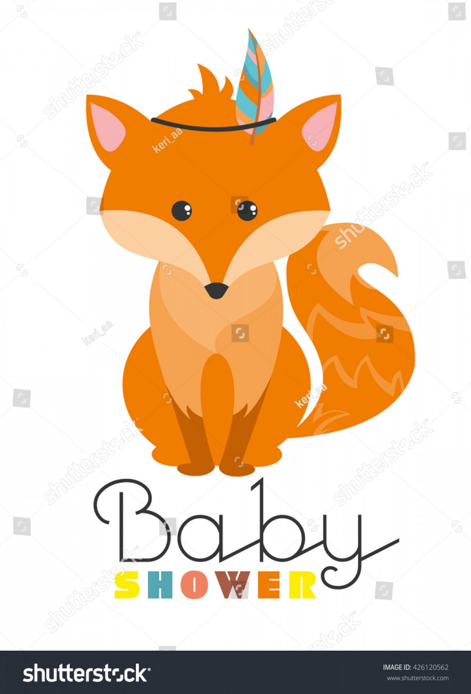 1566x2304 Baby Shower Card Cute Fox Vector Arenawp