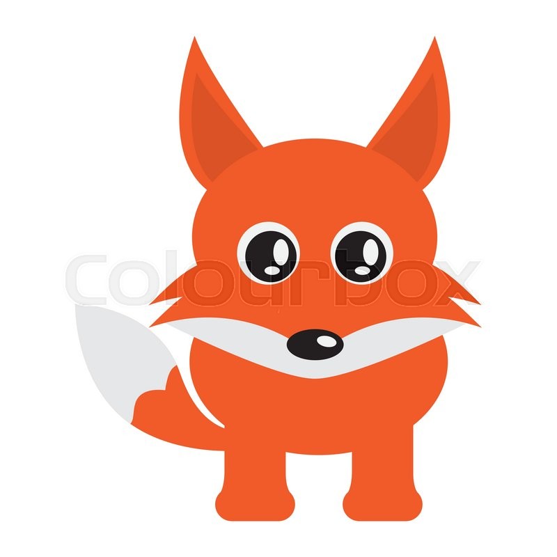 800x800 Flat Design Cute Fox Cartoon Icon Vector Illustration Stock