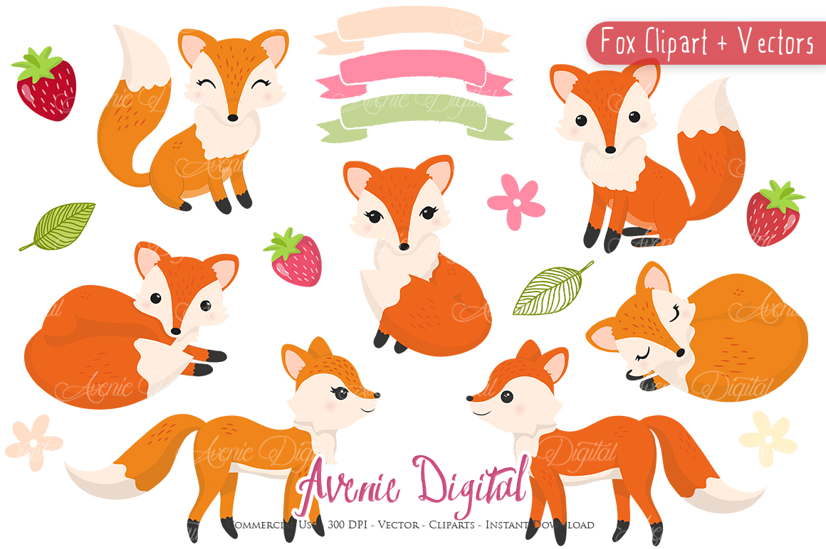 1160x772 Cute Fox Clipart Vectors By Aveniedigital