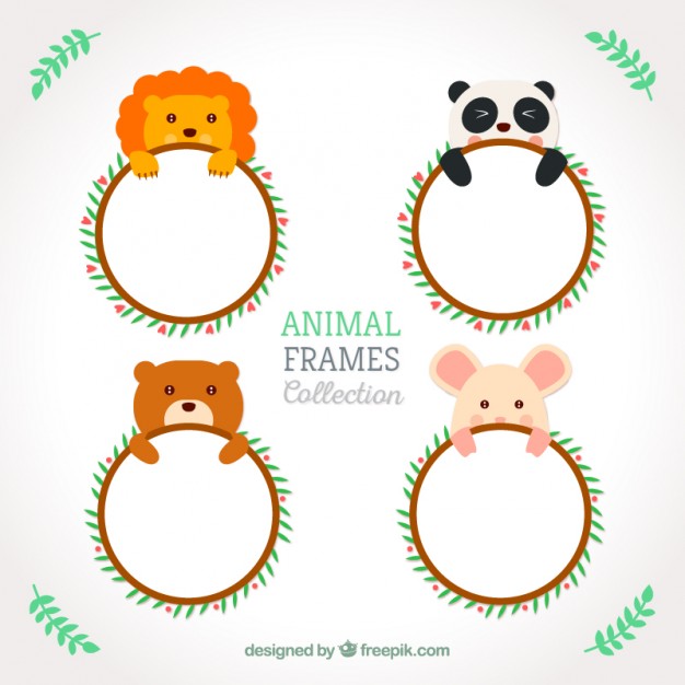 626x626 Cute Animals Rounded Frames Vector Free Download