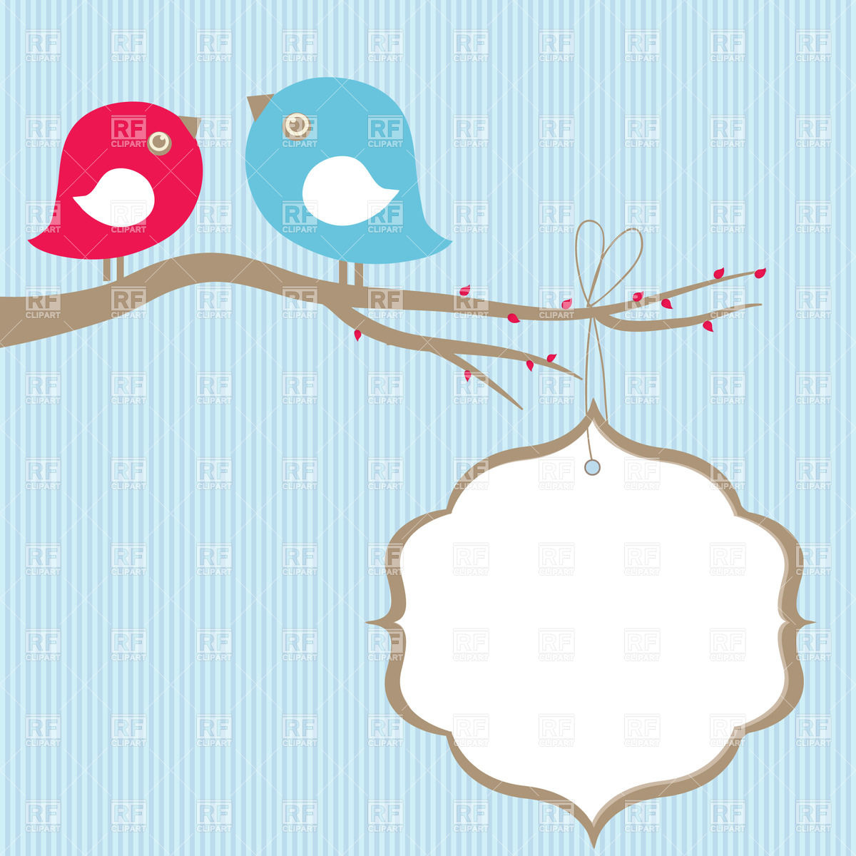 1200x1200 Cute Birds And Ornamental Frame Vector Image Vector Artwork Of