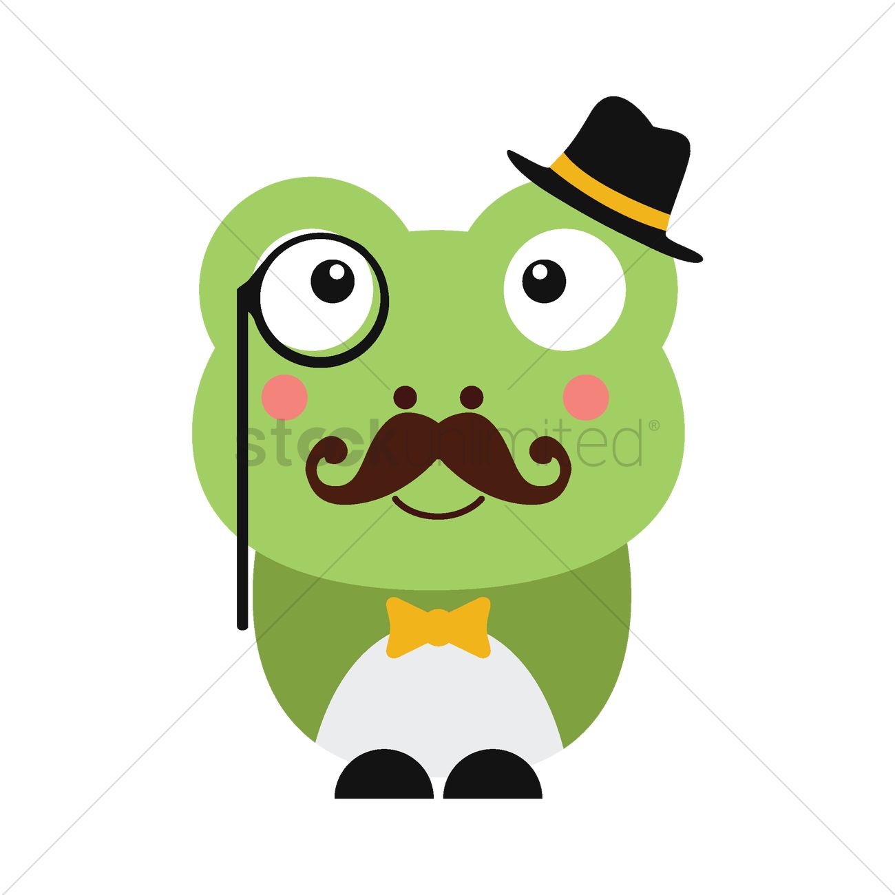 1300x1300 Cute Frog With Hat And Monocle Vector Image