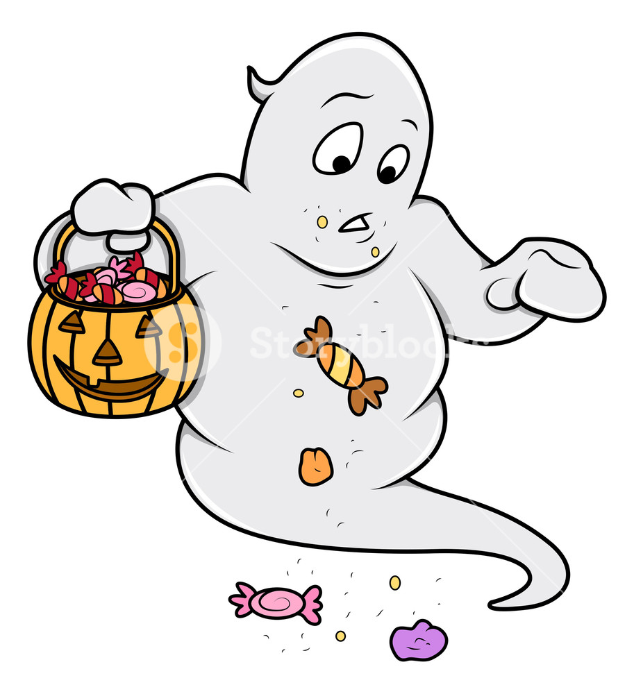 913x1000 Funny Cute Ghost Carrying Candies