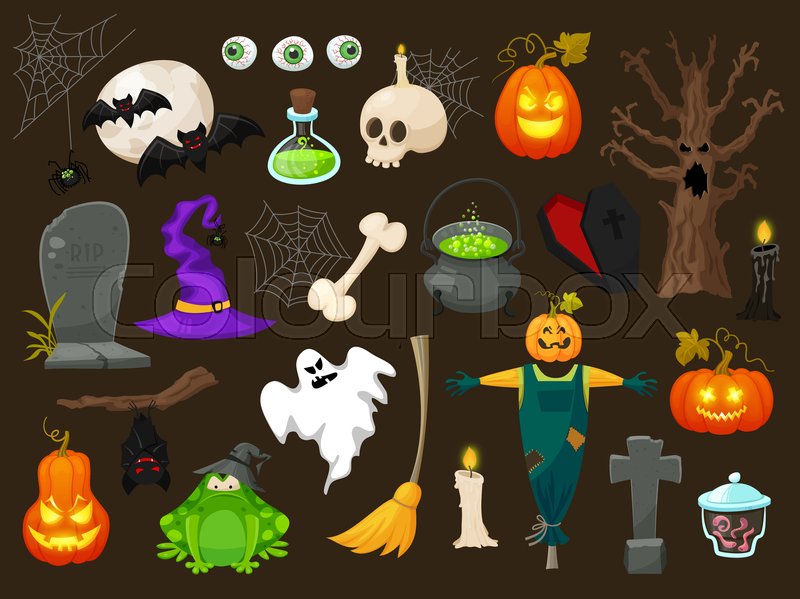 800x599 Halloween Fashion Flat Icons Isolated On Broun Background